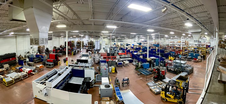 Panoramic photo of manufacturing plant floor